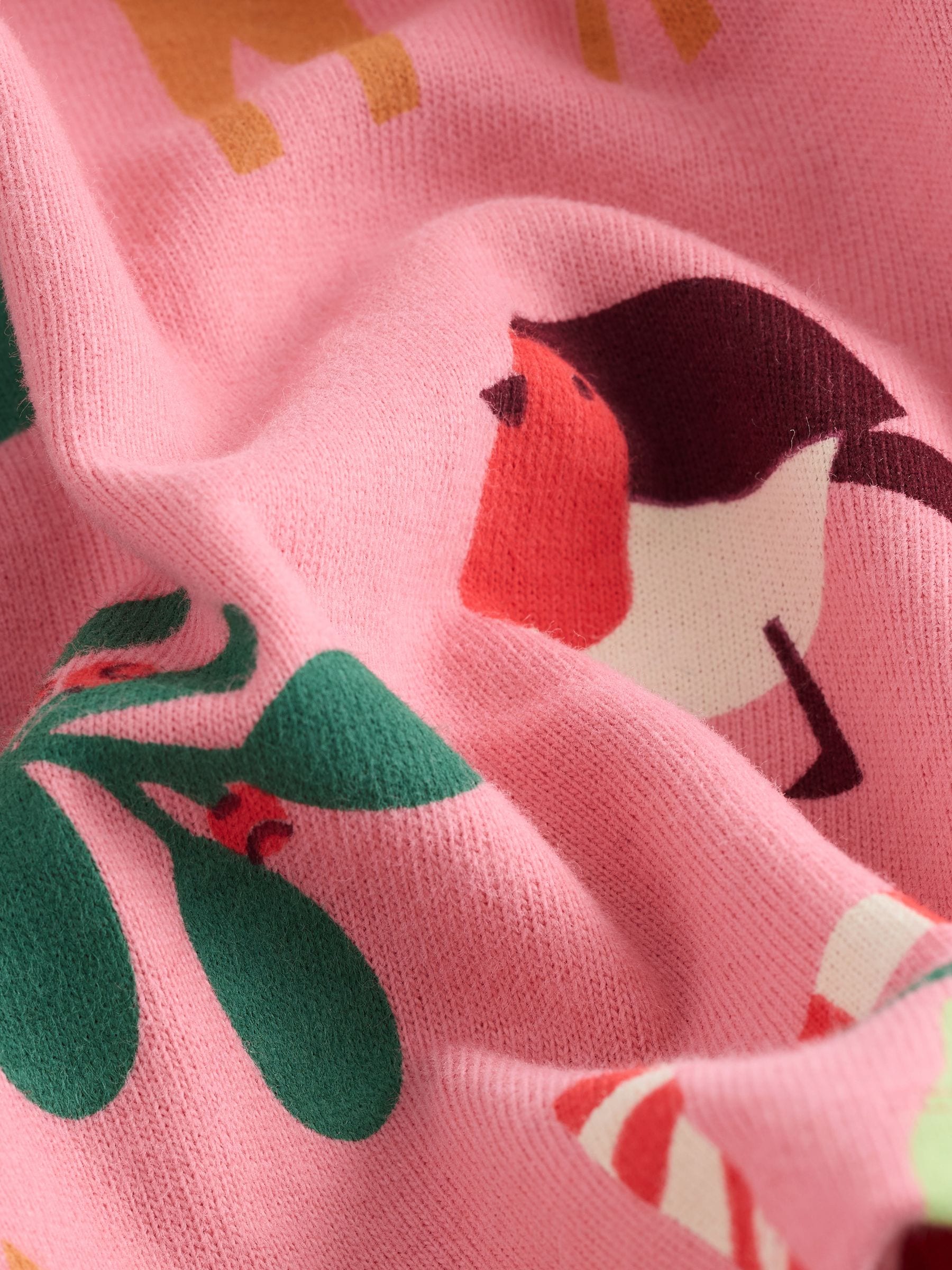 Roze Kerstmis - T-shirt met lange mouwen (3 mnd-7 jr)