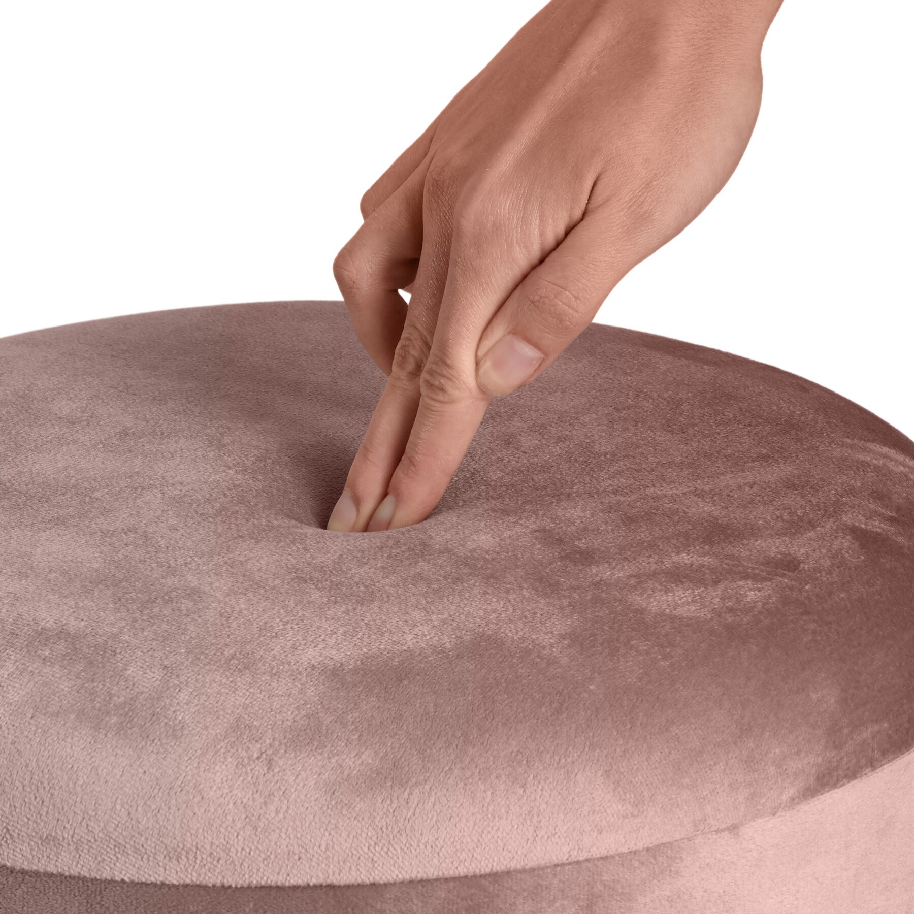 tectake® Sitzhocker, rund, in Samtoptik, 36 x 44,5 cm