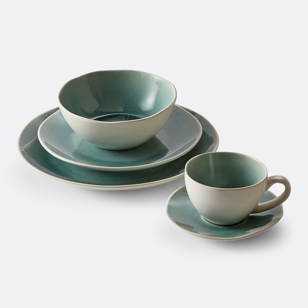 LA REDOUTE INTERIEURS<br>Conjunto de 4 pratos planos com efeito craquelado, Gogain