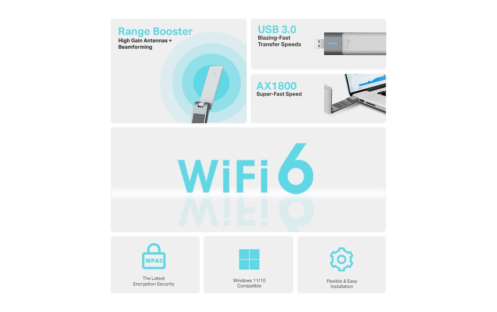 WLAN-AX USB-Stick Archer TX20UHAX1800 WLAN USB-Adapter mit hoher Verstärkung