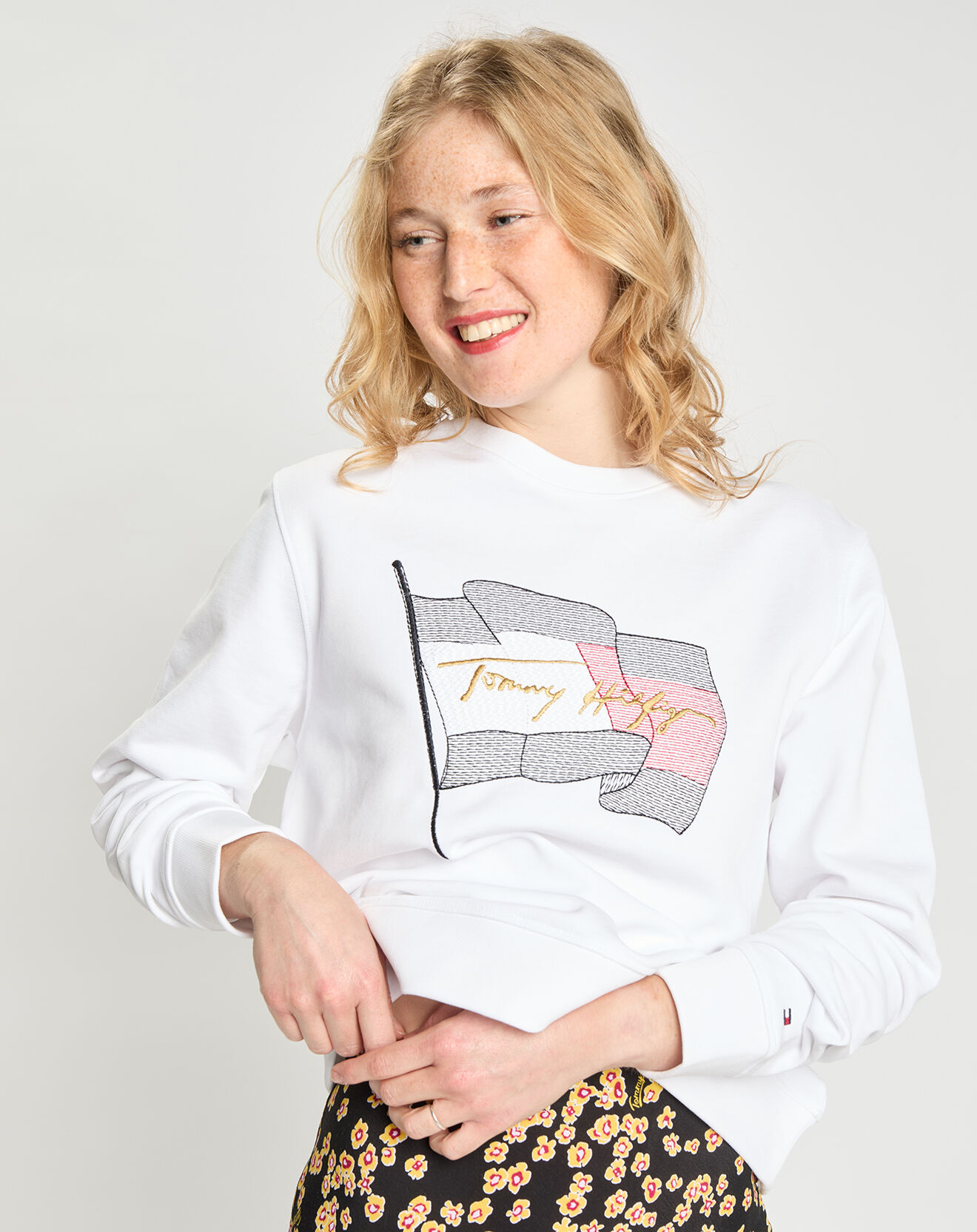 Tommy Hilfiger Sweat 100% Coton Bio relaxed box blanc
