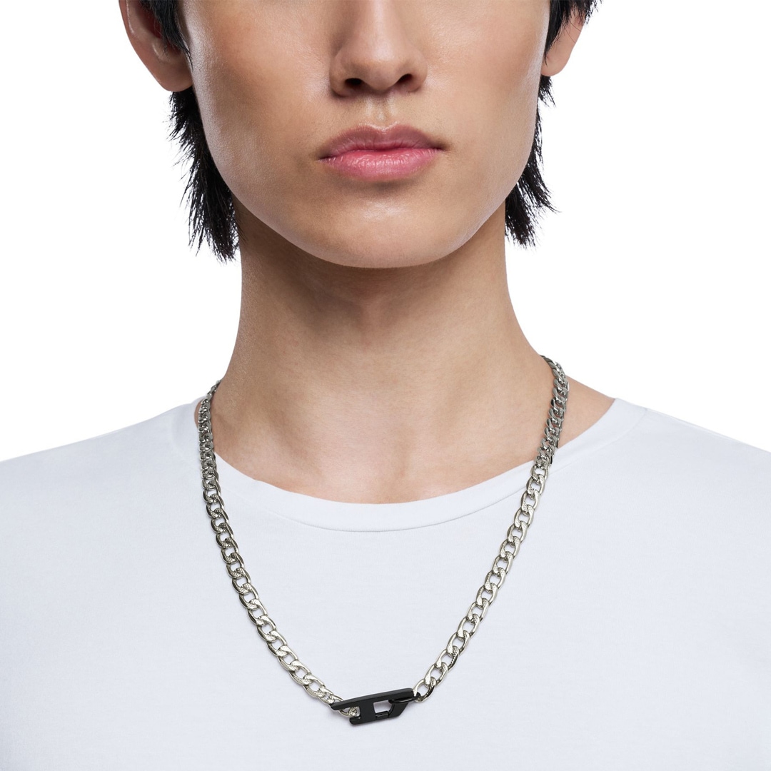 Diesel Kette Oval D Logo Silbrig / Schwarz