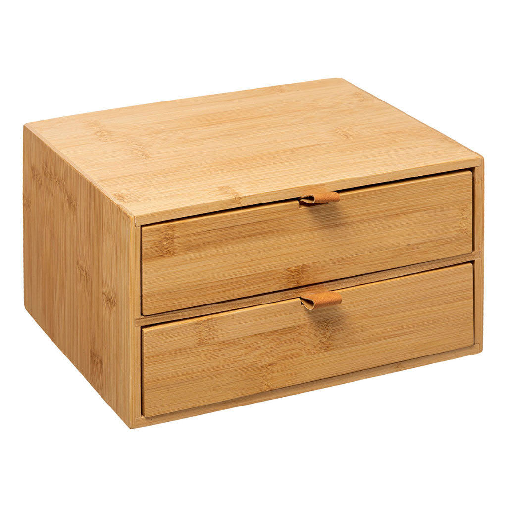 Boîte bambou 2 tiroirs 25x20x14.5cm