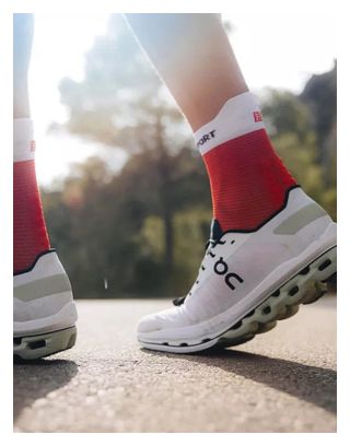Chaussettes Compressport Pro Racing Socks v4.0 Run High Rouge/Blanc