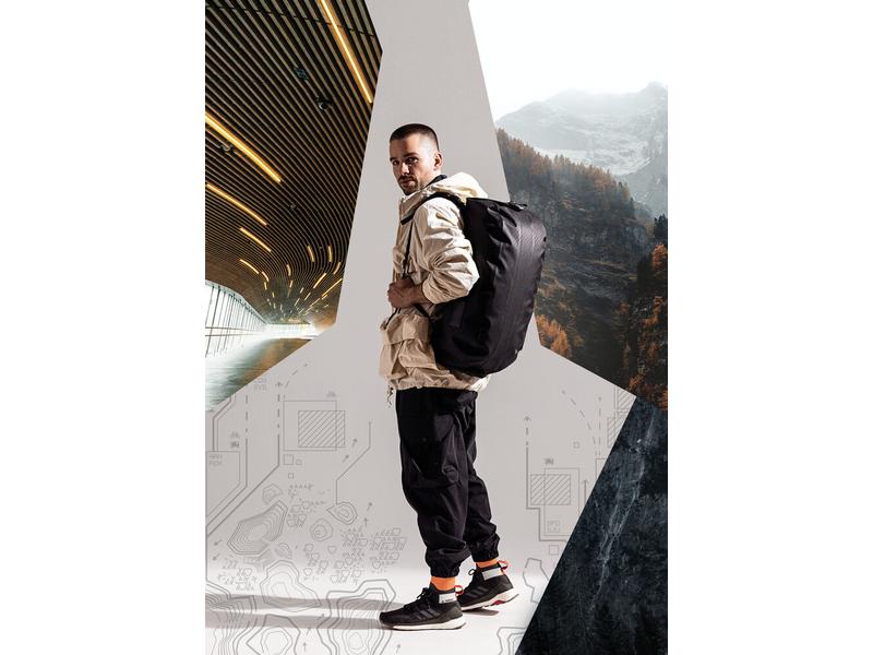 Ortlieb Duffle Bag Atrack Metrosphere 34L, Black embossed Modischer Rucksack für Reise und Kurztrips