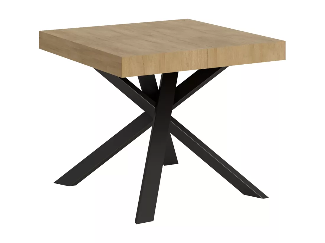 Table extensible 90x90/194 cm Clerk dessus Chêne Nature pieds Anthracite