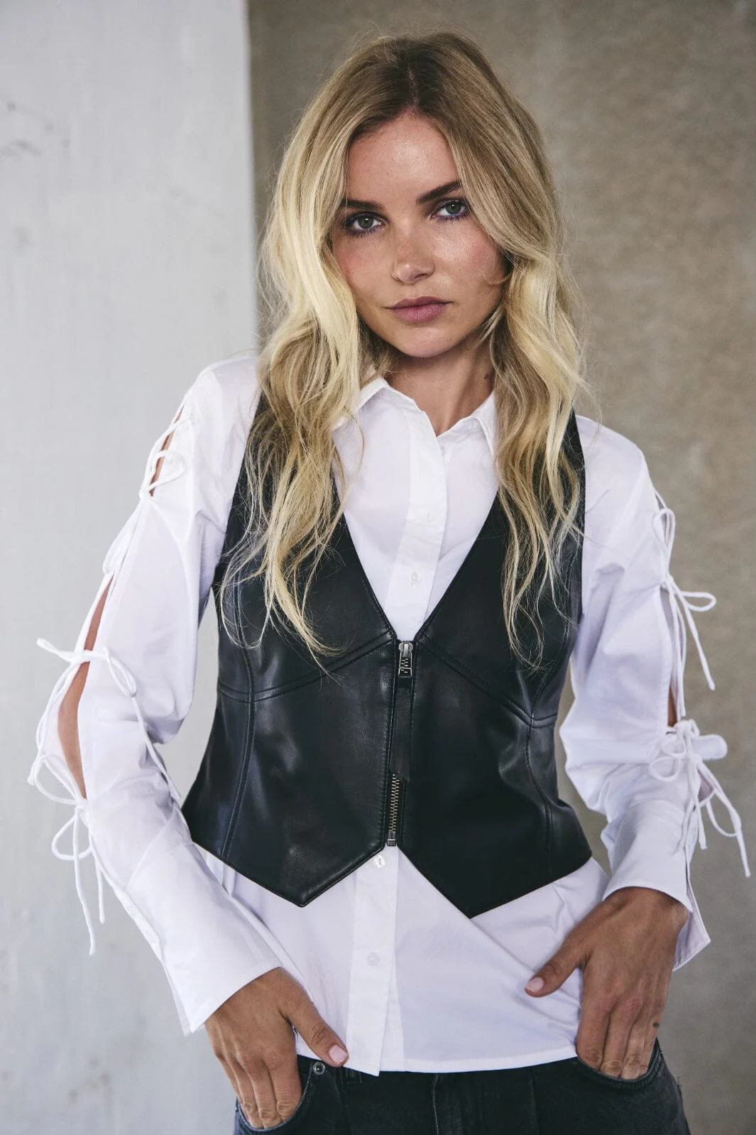 Co´Couture Phoebecc Leather Zip Vest 35731