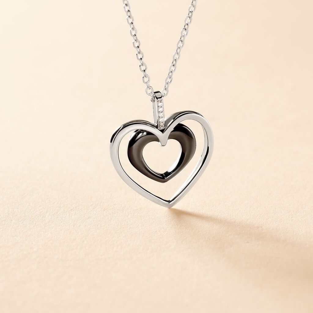 Collier Ceramik Design Argent Blanc Céramique Et Oxyde De Zirconium