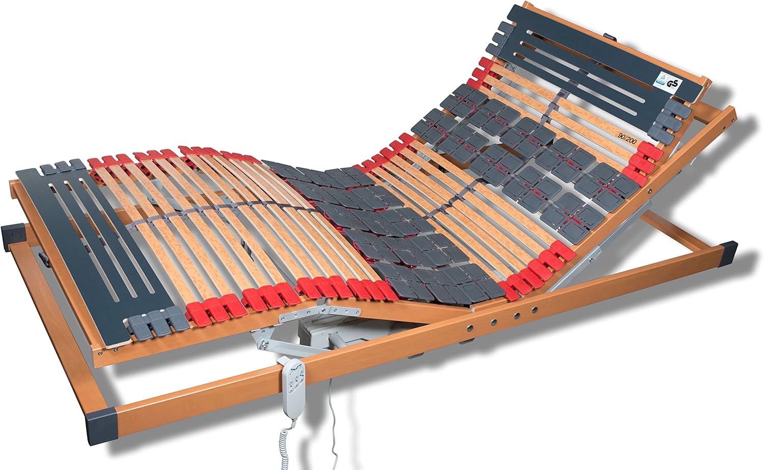 FMP | 7 Zonen Teller Lattenrost Rhodos EL | Komfort | 80x190 cm | Kopf- und Fußteil elektrisch verstellbar | Funkfernbedienung | fertig montiert | elektrische Lattenroste
