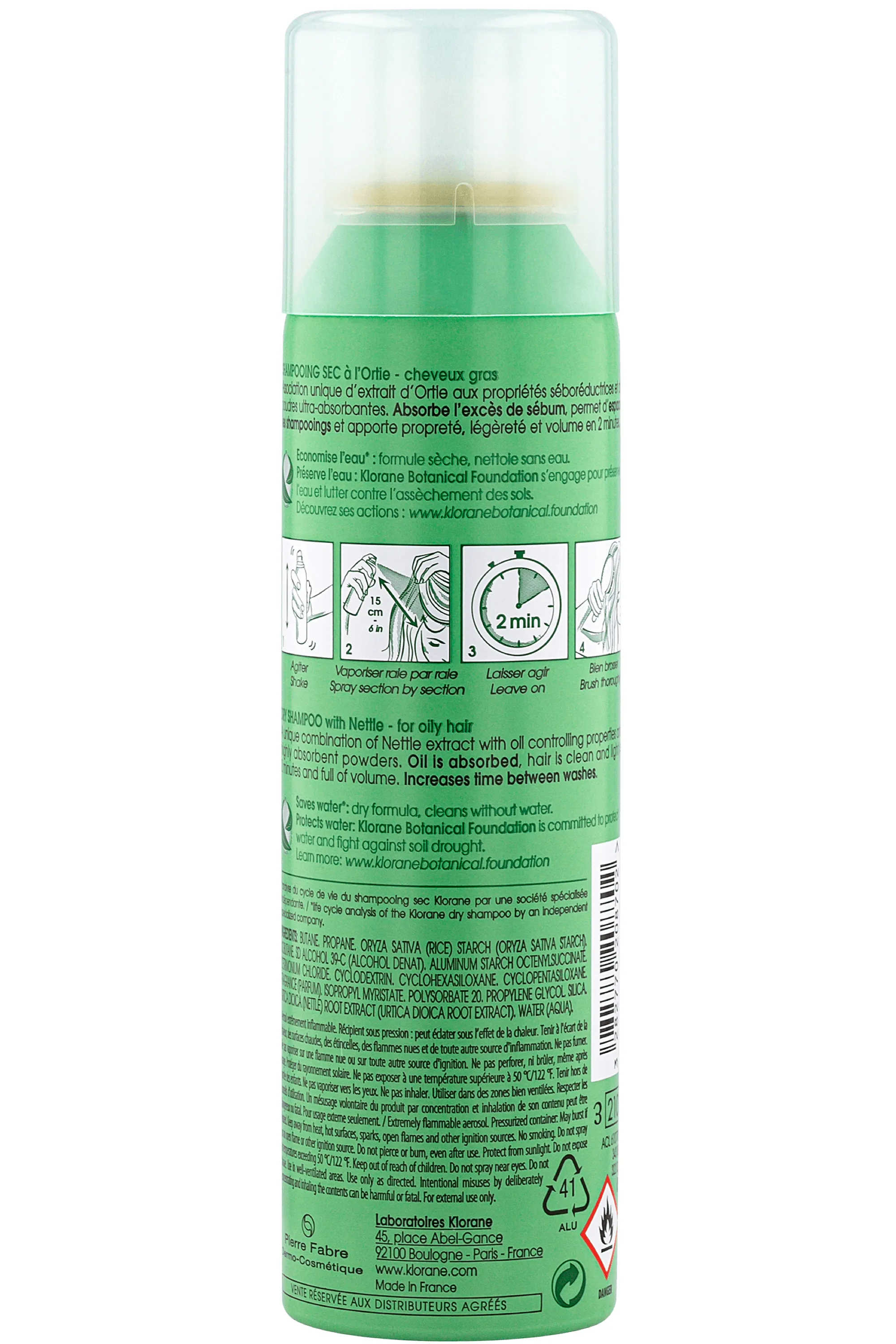 Klorane Shampoing sec séboréducteur à l’Ortie-150 ml