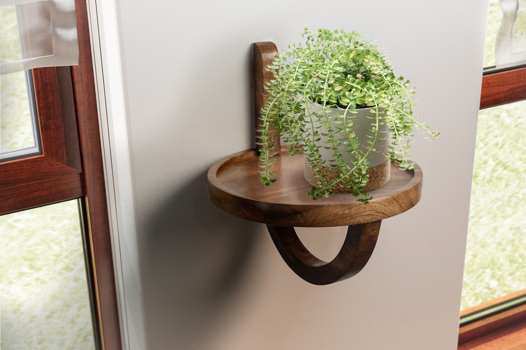Wandregal FineBuy Hängeregal 30x33x30 cm Massivholz Nachttisch Wand Regal Rund