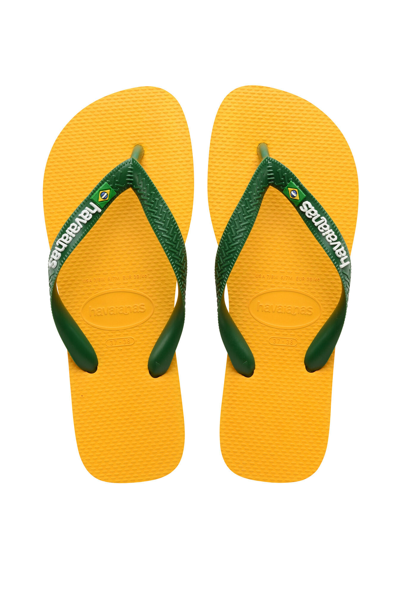 Chinelo Hav. Logotipo do Brasil - amarelo