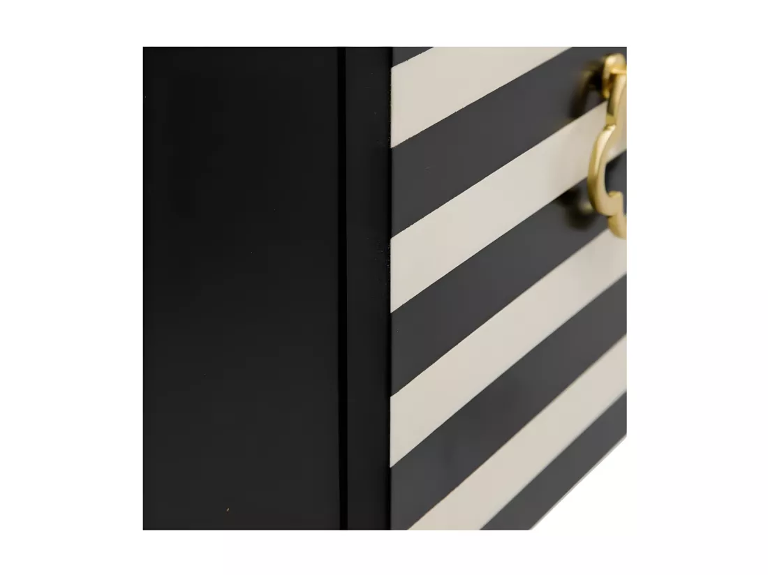 Armoire de salon 4 portes Cheval Noir & Blanc/Bois - GENNA