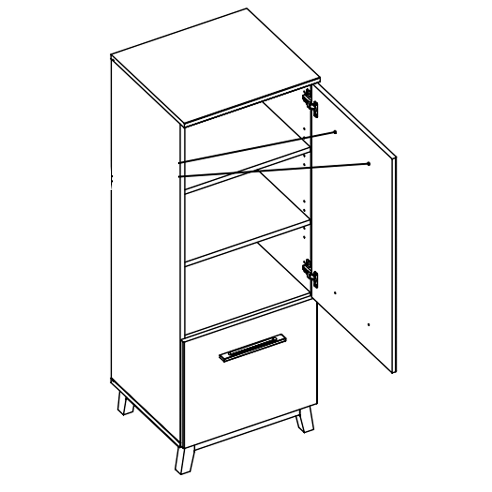 Kommode - alpinweiß - 2 Drehtüren - 127 cm hoch