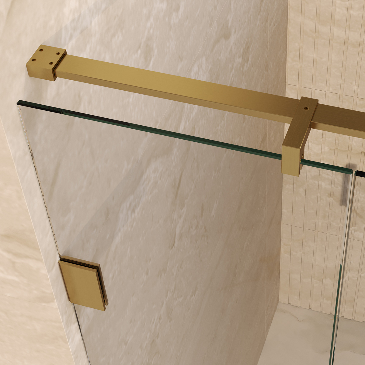 Brauer Void Carving profielloze nisdeur 130cm met draaideur 60cm aan muur messing geborsteld PVD