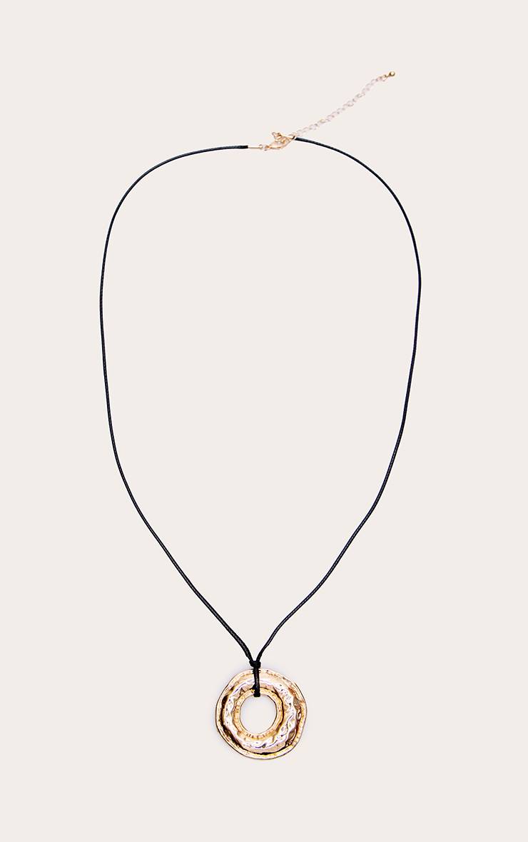 Doré Collier Cordon Avec Pendentif Anneau Texturé
