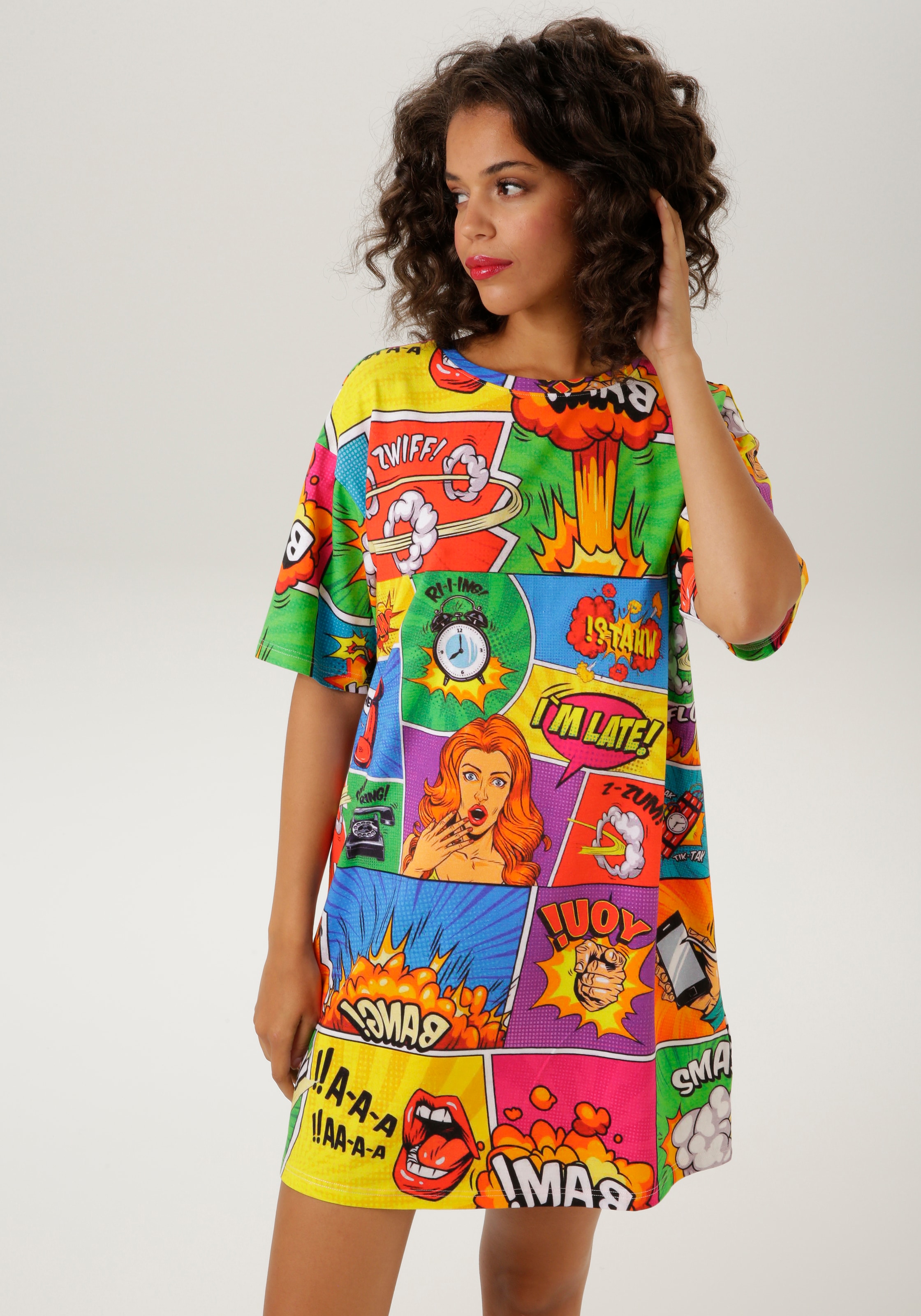 Aniston CASUAL Minikleid mit coolen Comic-Drucken