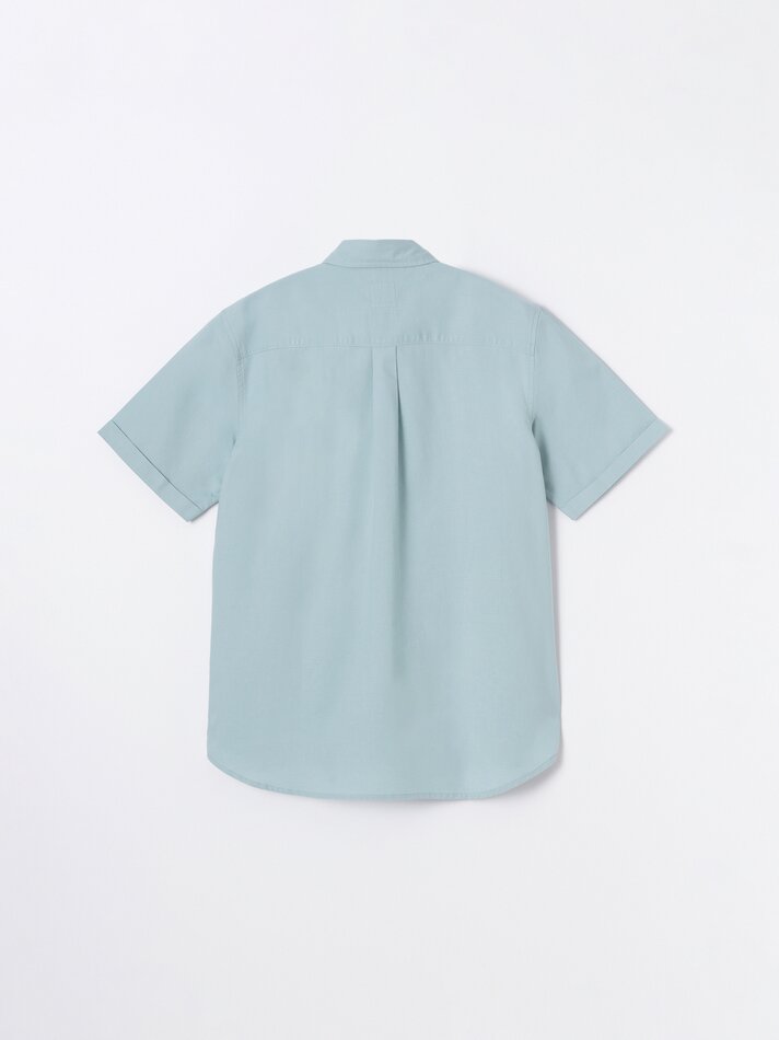 Camisa oxford de manga curta - Turquesa claro