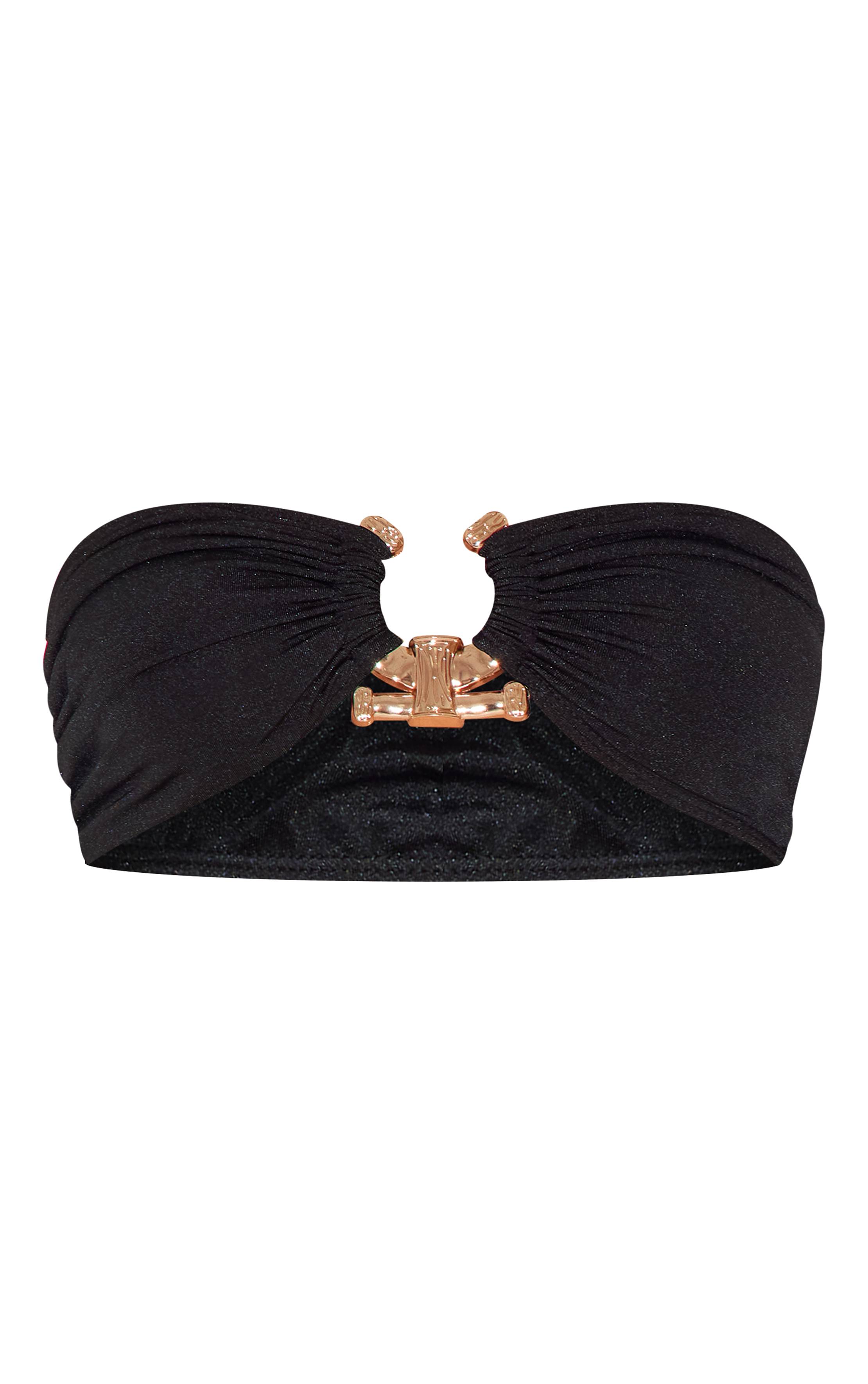 Noir Haut De Bikini Bandeau Avec Bordure Martelée
