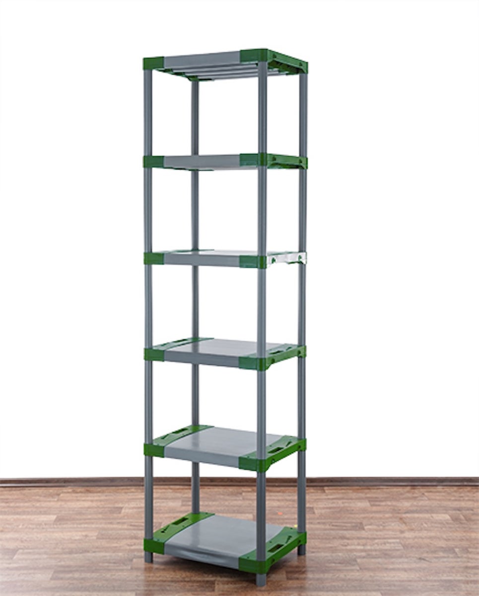 PROREGAL Plastic Plank Big Grey Bear Extra Hoog HxBxD 220 x 60 x 46 cm Plank Draagvermogen 160 kg Grijs/Groen