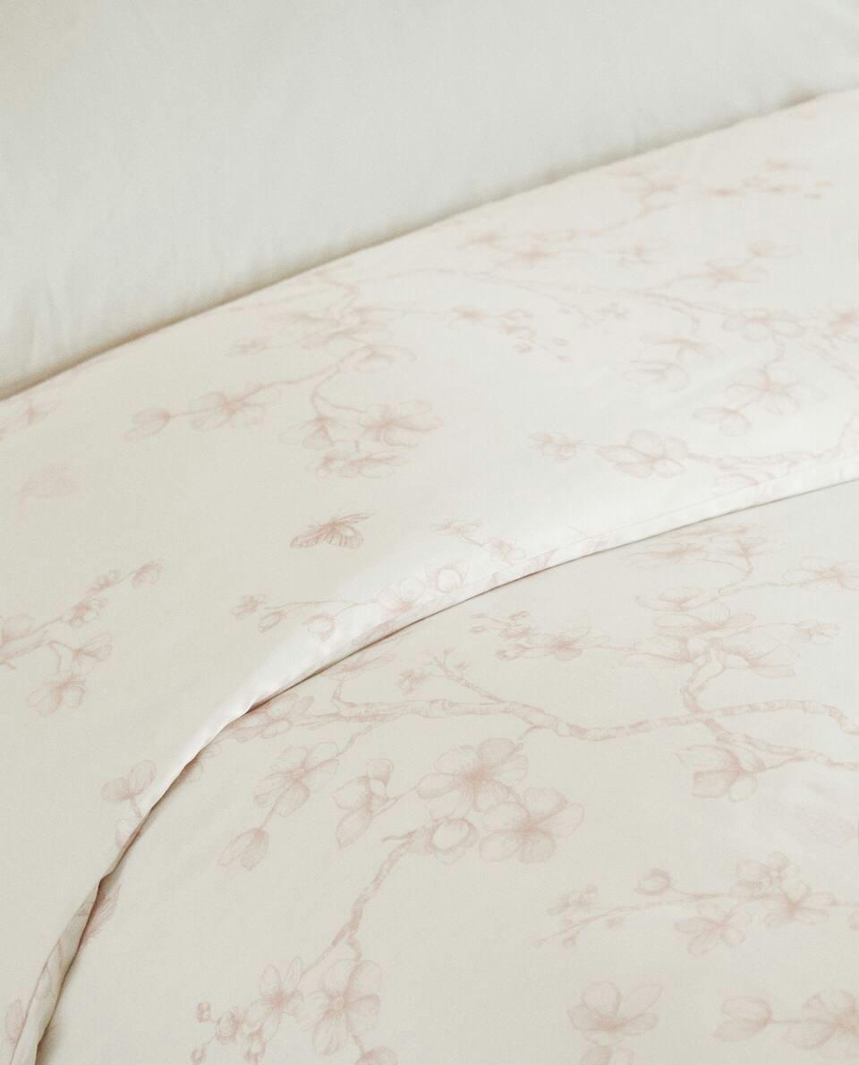 CAPA DE EDREDOM FLORAL DE CETIM
