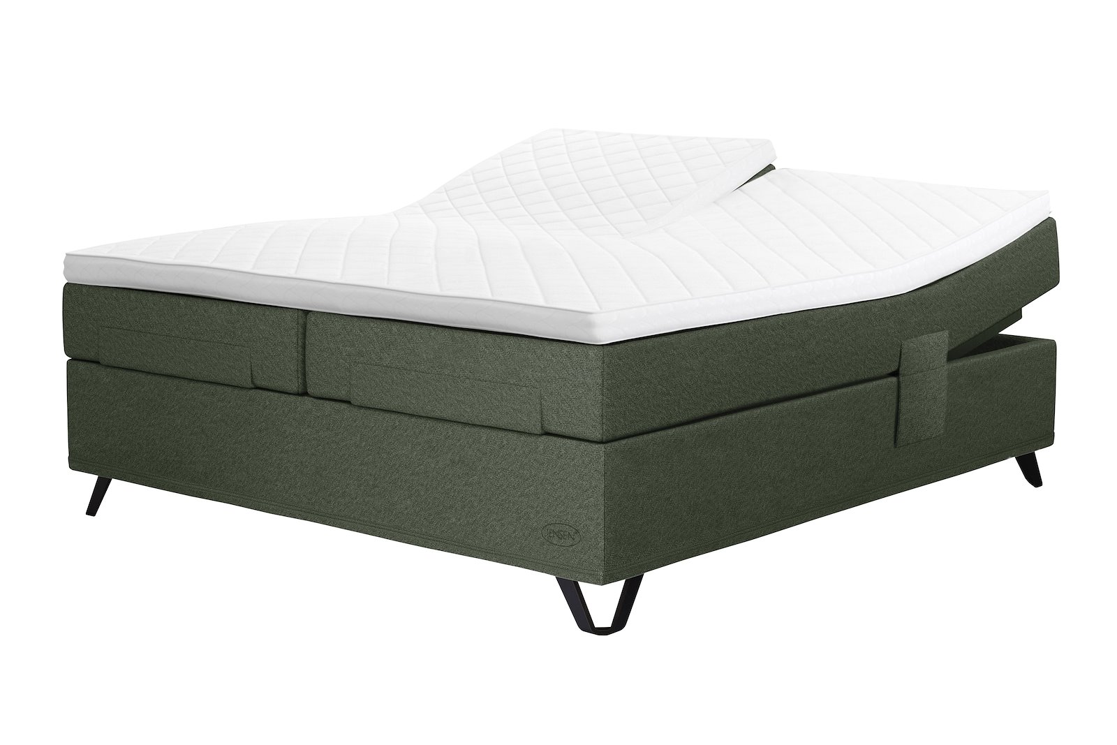 Carat Aqtive II regulerbar Tekstil 184 grønn, soft, Tempsmart overmadrass, Triangle ben sort matt 14 cm