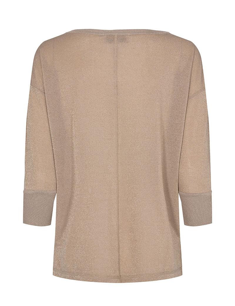 MOS MOSH TOP FEMME KIARA MANCHES 3/4 MAILLE LUREX STUCCO