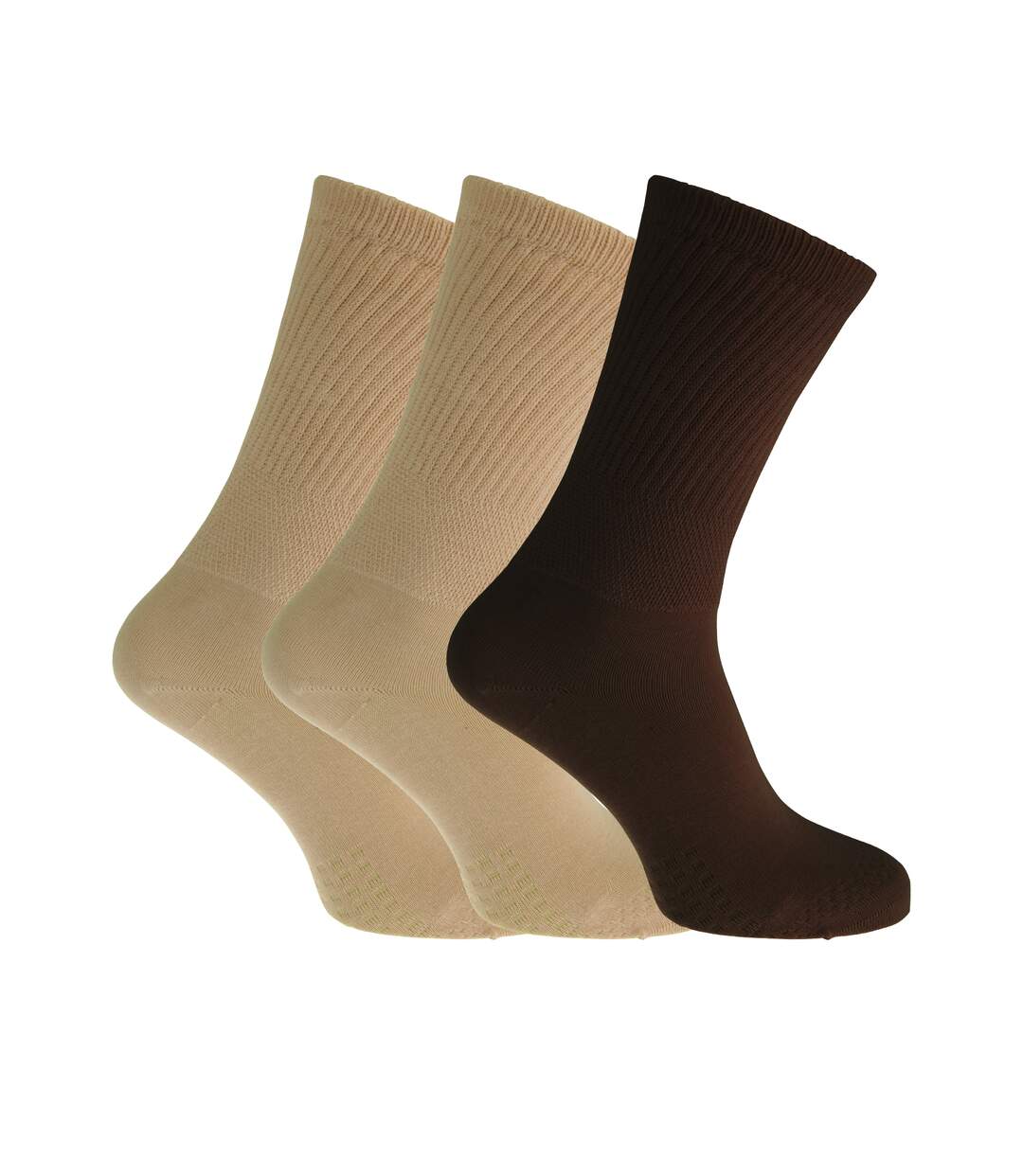 Chaussettes confort diabétiques - Femme (Beige/Marron) - UTW472