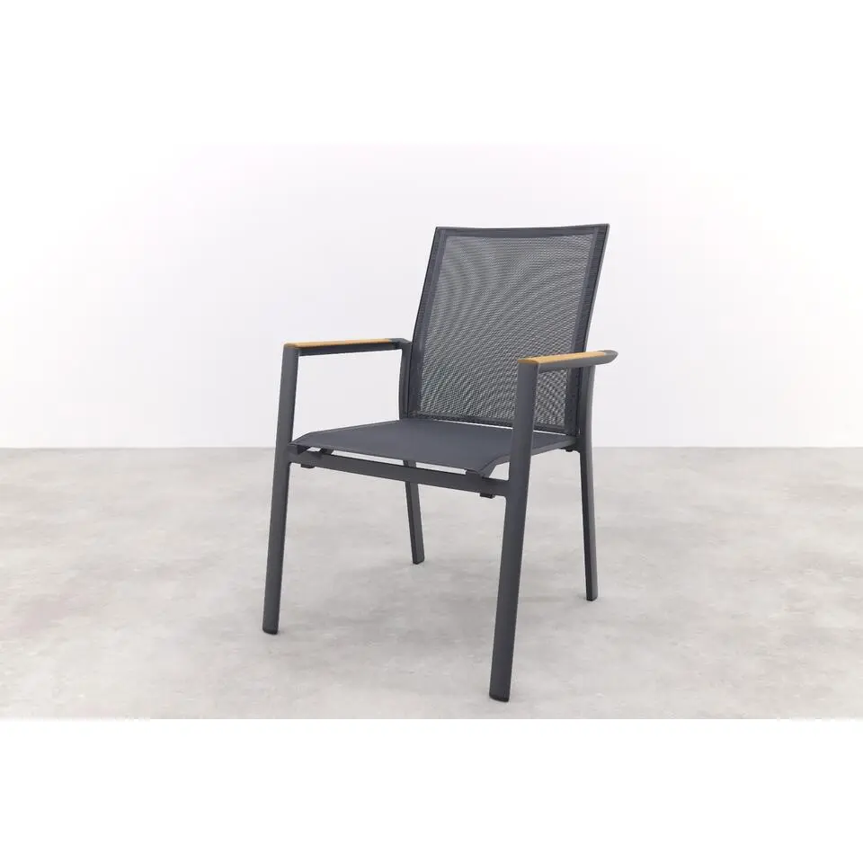 Atmos stapelbare tuinstoel - Antraciet/Teak