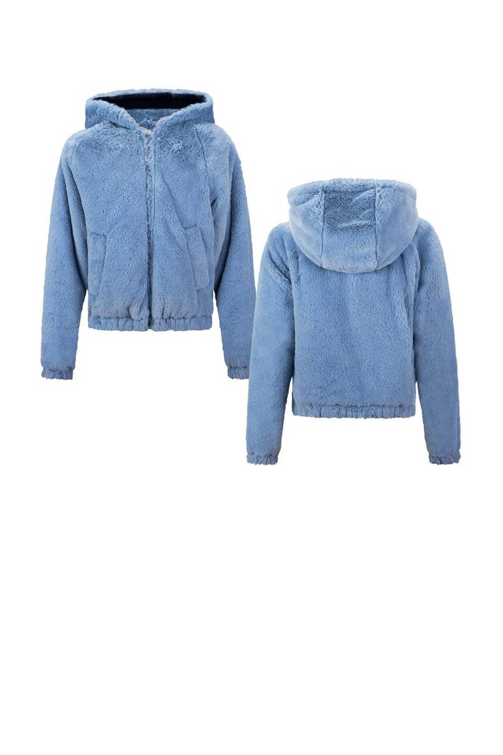 Retour Jeans reversible imitatiebont winterjas Mia donkerblauw/lichtblauw
