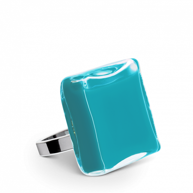 Bague en verre soufflé - Carré Medium Milk