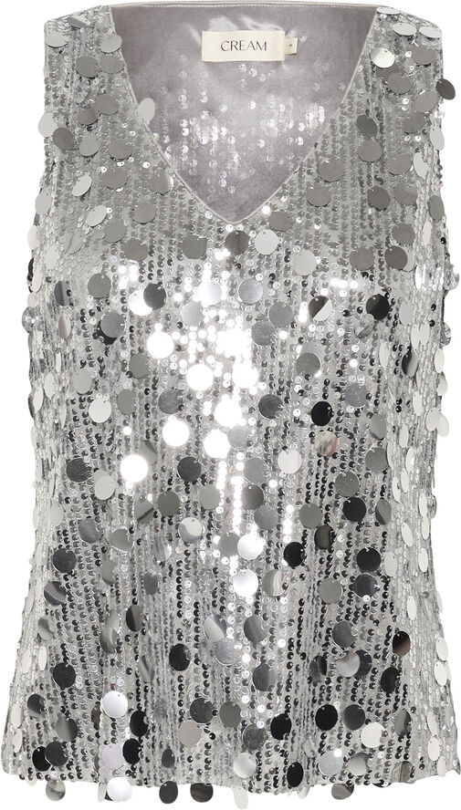 Cream CRSparkle Top Silver sequins