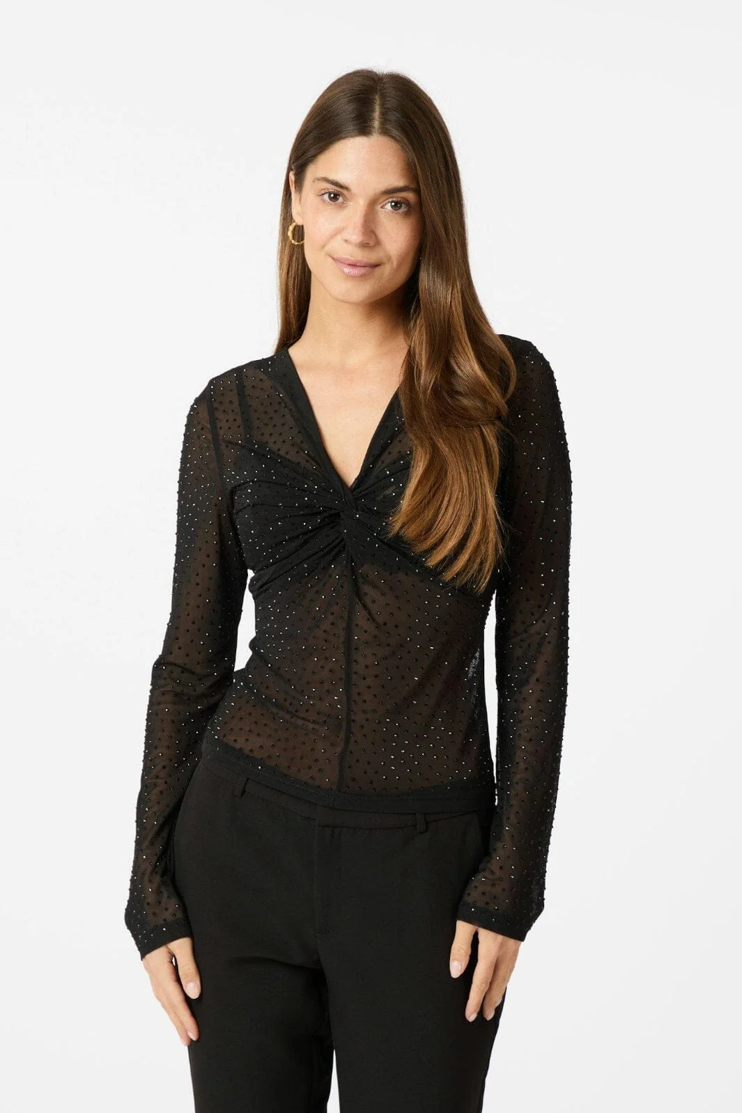 Neo Noir Alisa Stone Mesh Blouse 162654 100 black