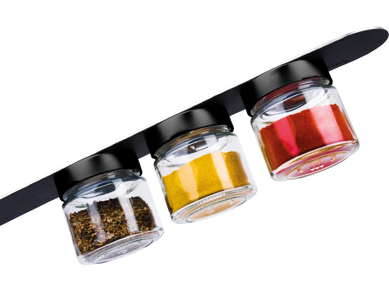 Silwy Feinkost-Magnetgläser-Set, 0.125 l, Schwarz/Transpare Aufbewahrungsdose