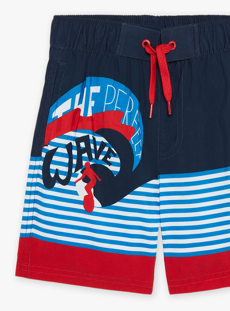 Bermuda de bain bleu marine à imprimé à rayures