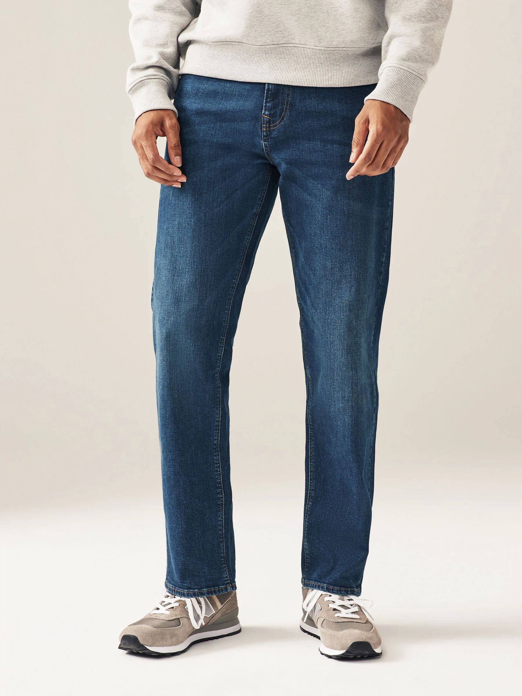 Mediumblauw - Rechte, klassieke jeans met stretch