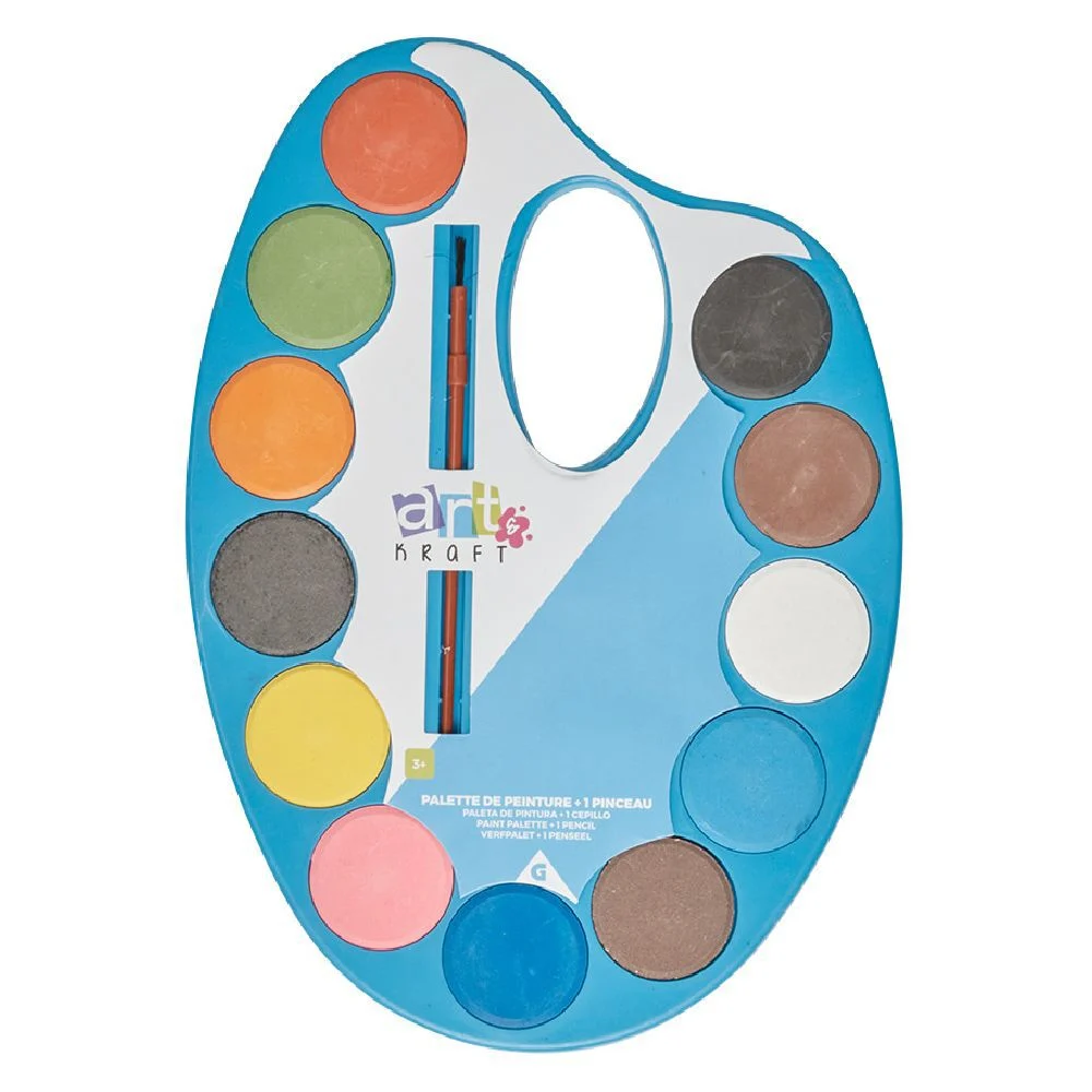 Palette de peinture 12 couleurs + 1 pinceau