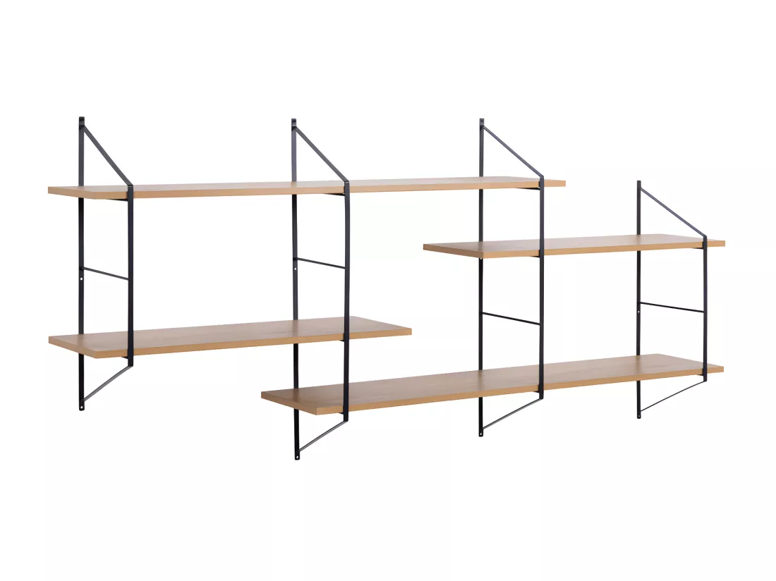 Tocro - Etagère murale en bois et métal L191cm - Bois clair