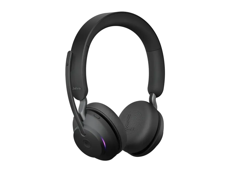 Jabra Evolve2 65 MS Stereo - Headset - på øret - Bluetooth - trådløs - USB-A - støjisolerende - sort - med opladningsstander - Certified for Microsoft Teams