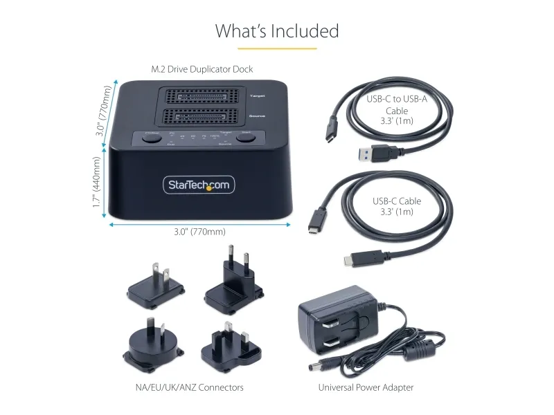 StarTech.com 1:1 Standalone M.2 NVMe Drive Duplicator and Dock - Solid state/harddisk-duplikator - 2 bays (PCIe (NVMe)) - TAA-kompatibel