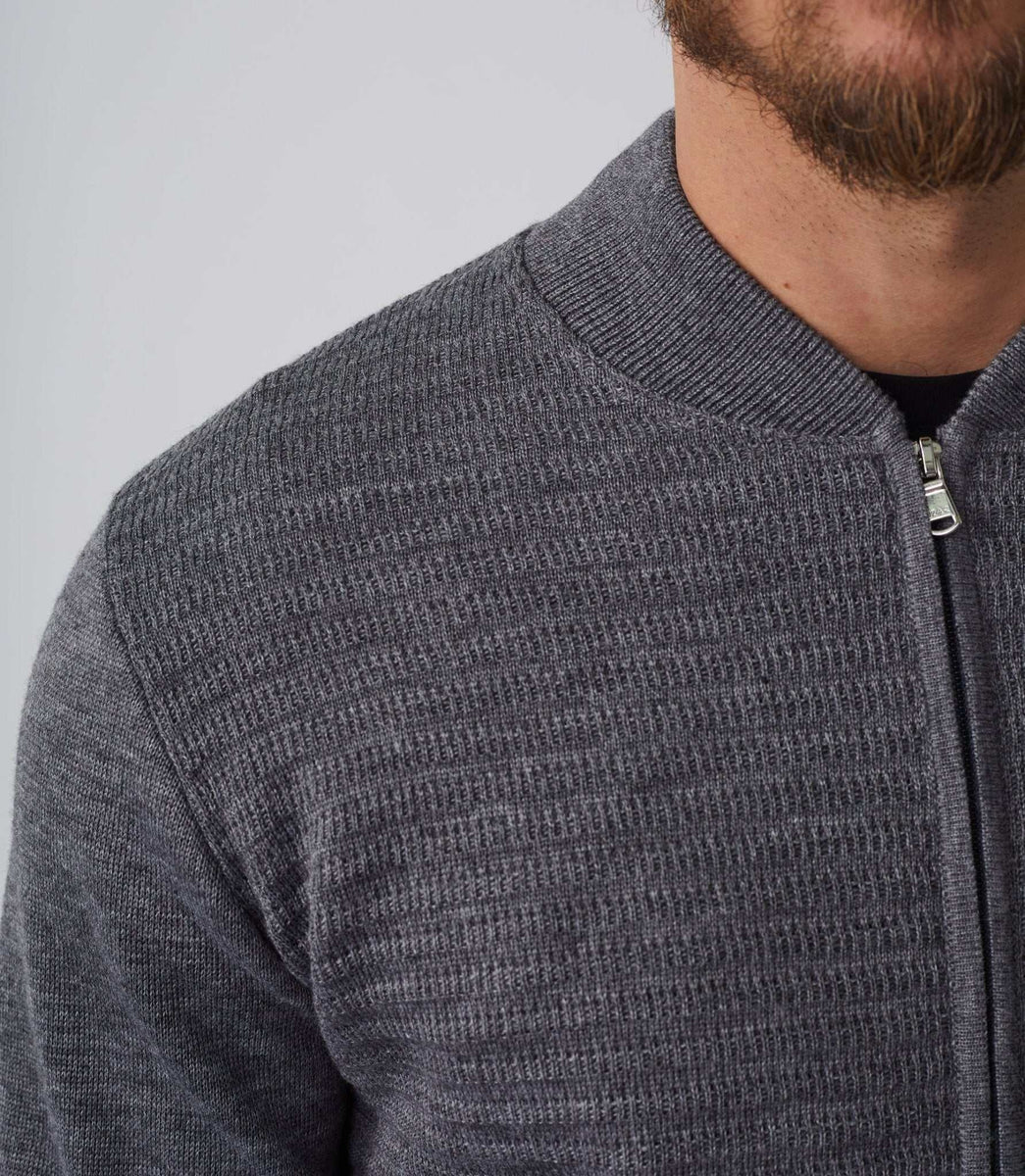 Gilet zippé col teddy gris 
