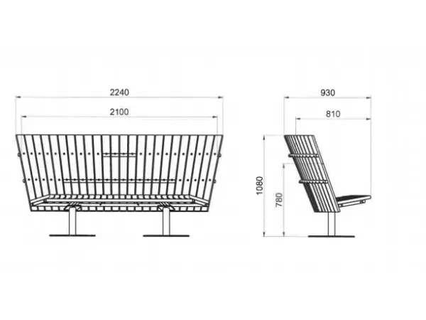 Sofa Cirkum, 60° buet høj, massiv eg, hvidt understel