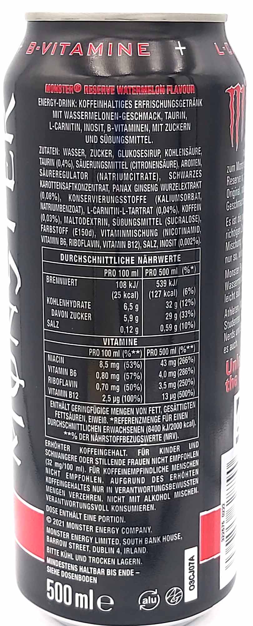 Monster Reserve Watermelon Flavour 12x0,5l = 6L MHD:30.12.25
