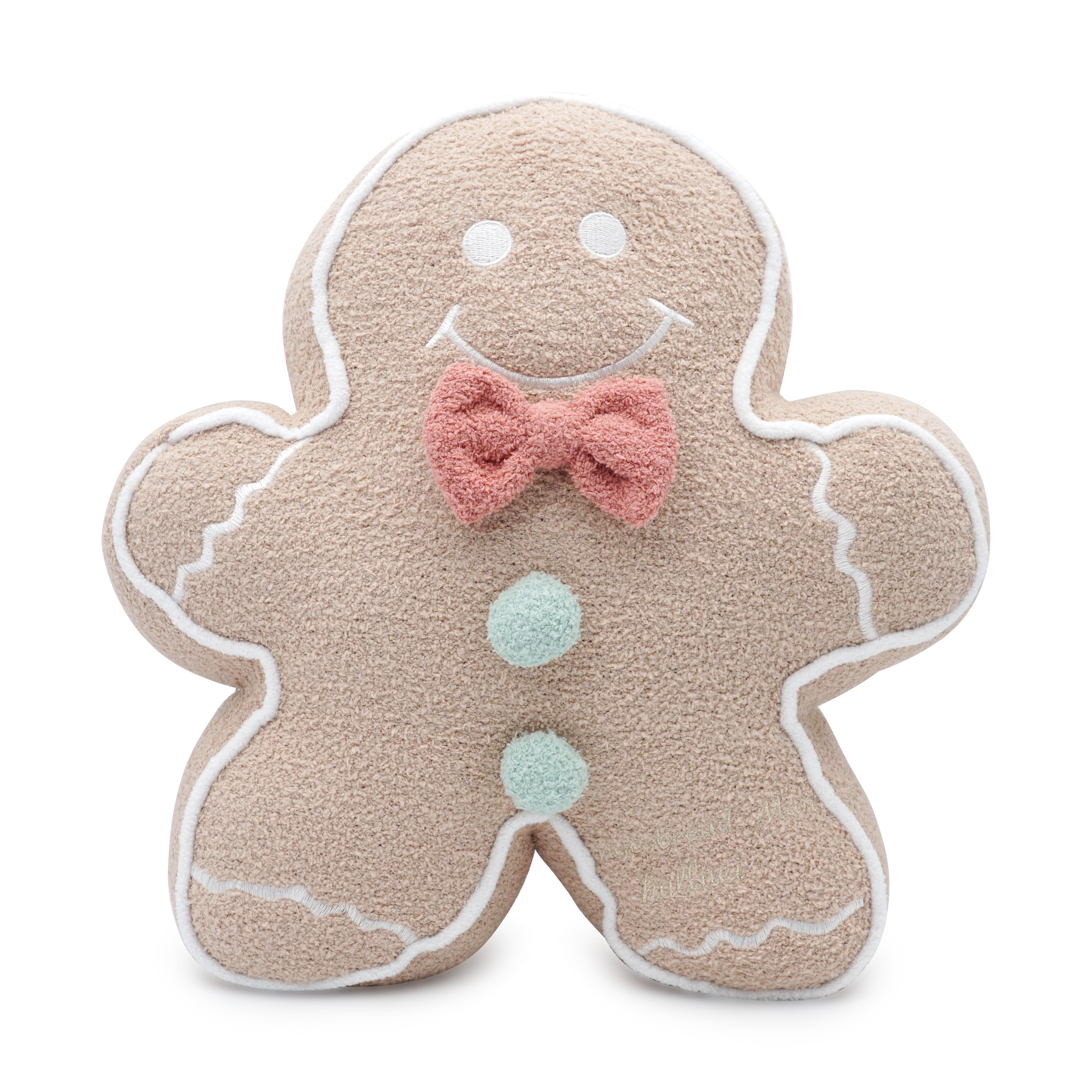 (38x32cm) Weihnachts Lebkuchenmann Kissen Gingerbread Home Deko Weiches Plüsch Plätzchen - Braun