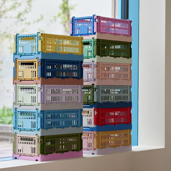 HAY - Colour Crate Korb S, 26,5 x 17 cm, blush, recycled (4er Set)