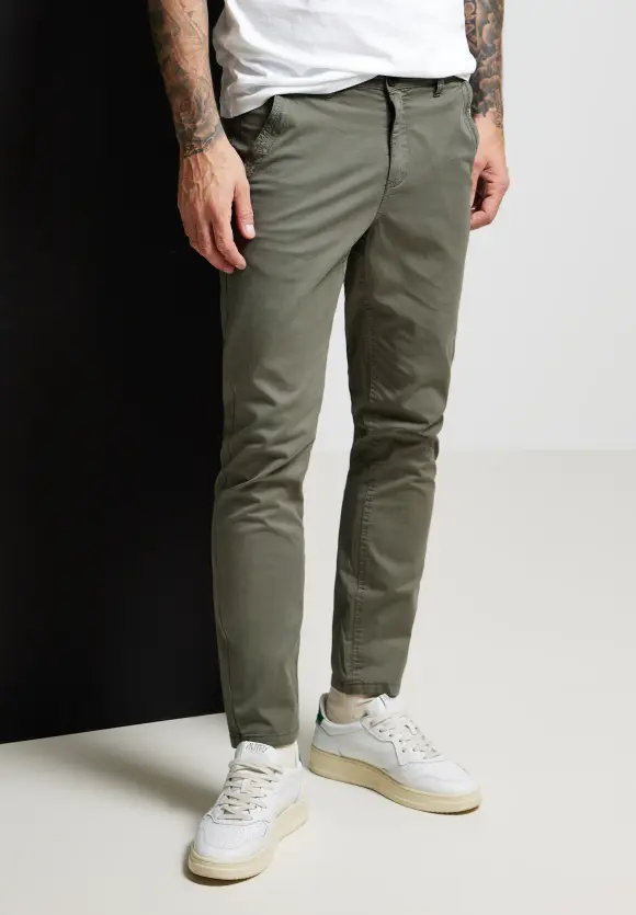 Regular Fit Chinohose - mud green