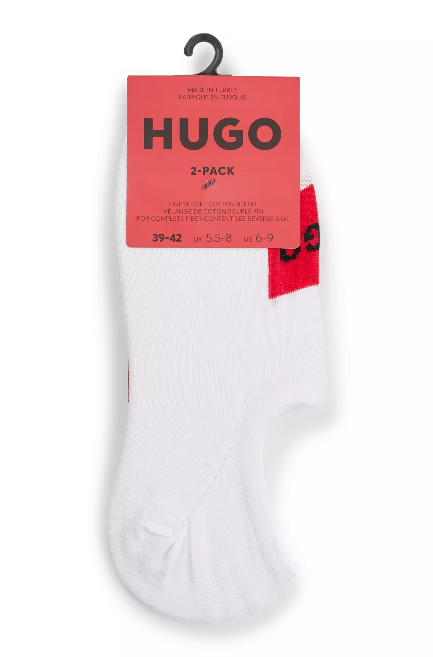 HUGO Vermelho - Pacote com duas meias invisíveis em mistura de algodão.