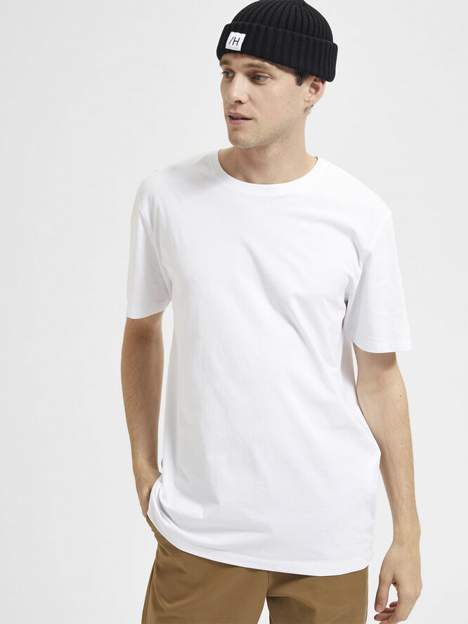 Selected Homme SLHASPEN SS O-NECK TEE W NOOS Hvid