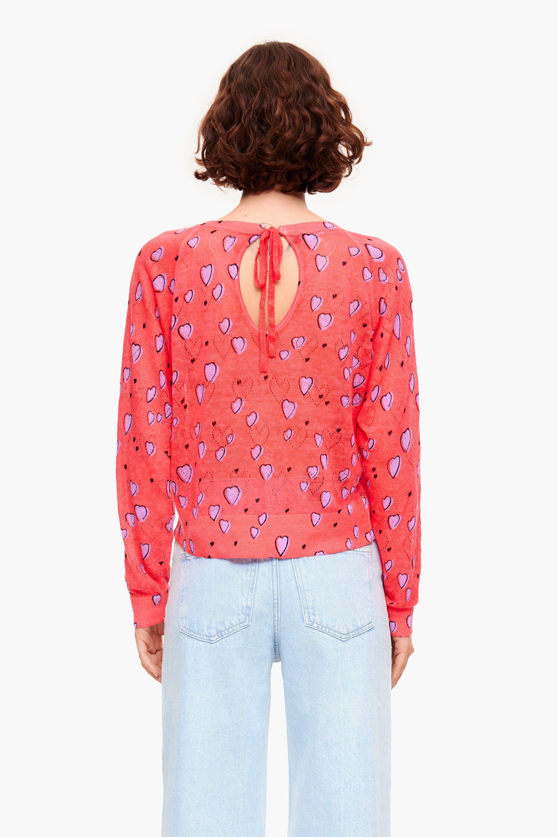 Jersey de linho vermelho com pequeno coração