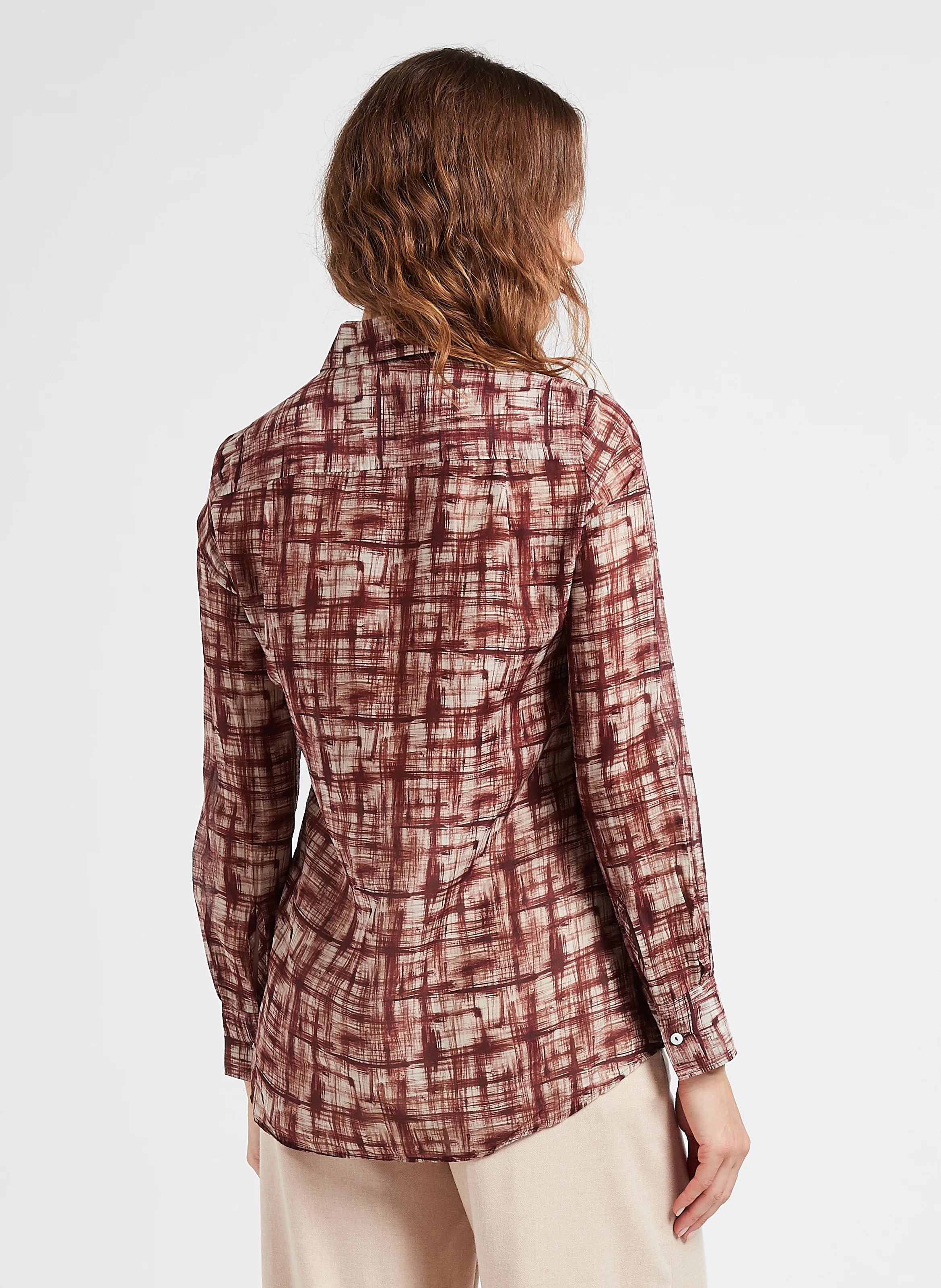 CEZA - Chemise col classique imprimée en coton mélangé | Rouge